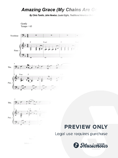 Amazing Grace (My Chains Are Gone) (Trombone solo and Piano)