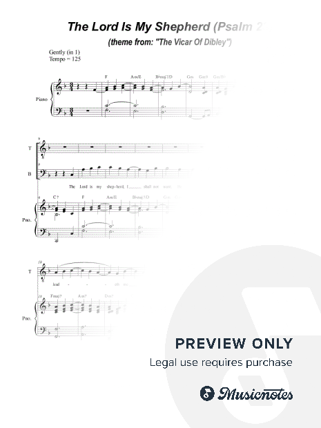 The Lord Is My Shepherd (Psalm 23) (Duet for Tenor and Bass solo)