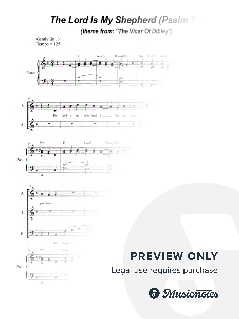 The Lord Is My Shepherd (Psalm 23) (Vocal Quartet - (SATB)