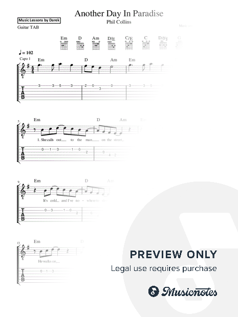 Another Day In Paradise (Phil Collins) [Guitar Tab]