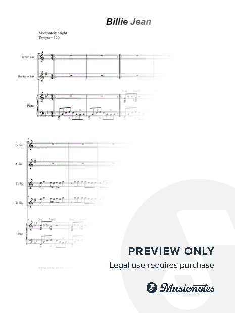 Billie Jean (Saxophone Quartet and Piano)