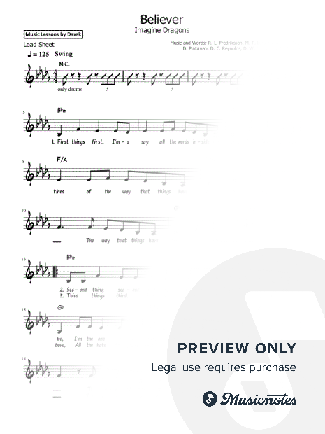 Believer (Imagine Dragons) [Lead Sheet]