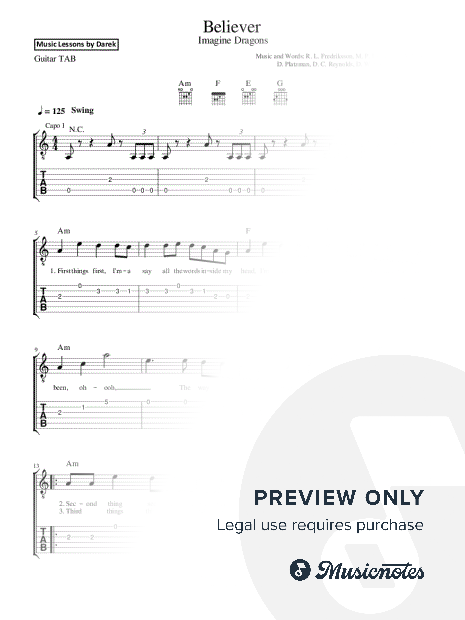 Believer (Imagine Dragons) [Guitar Tab]