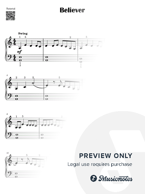 Believer I Imagine Dragons I Easy Piano Tutorial Sheet Music for Beginners SLOW Nuty