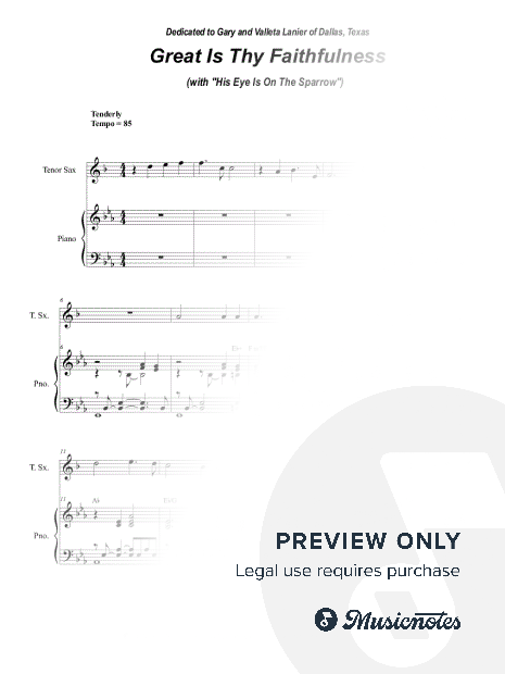 Great Is Thy Faithfulness (with "His Eye Is On The Sparrow") (Tenor Saxophone solo and Piano)