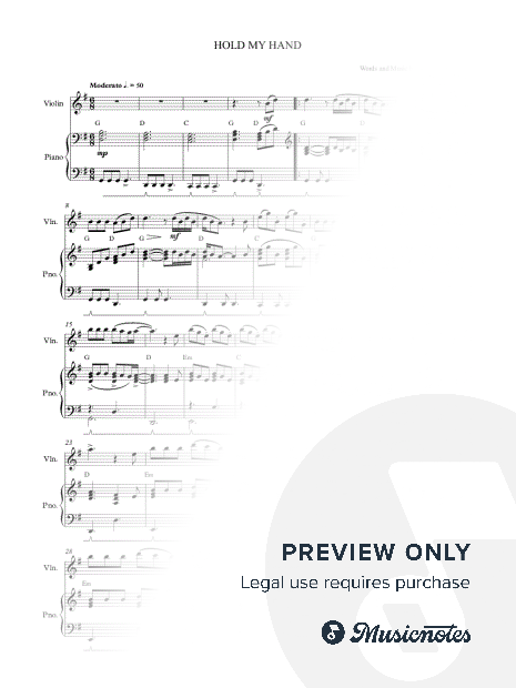Hold My Hand (Tomaz Nedoh) Violin & Piano