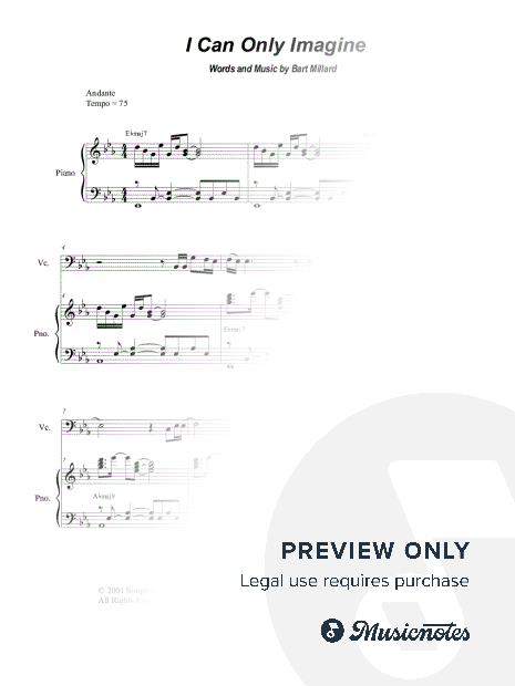 I Can Only Imagine (Cello solo and Piano)