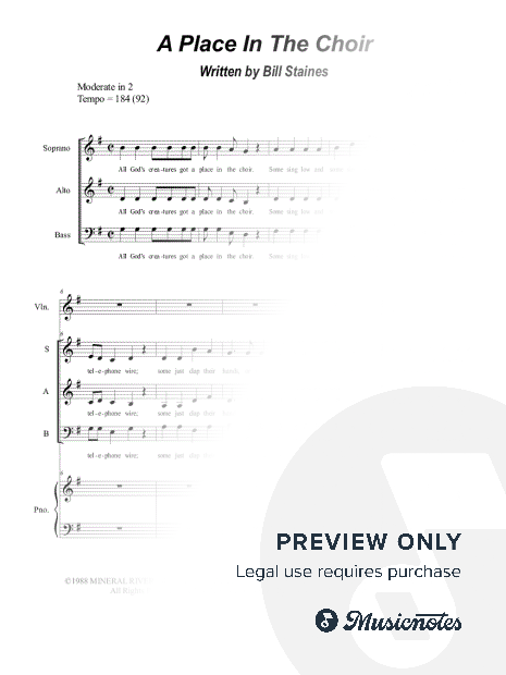 A Place In the Choir (SAB)