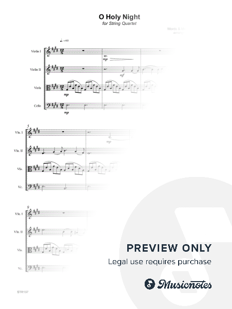O HOLY NIGHT - unaccompanied STRING QUARTET