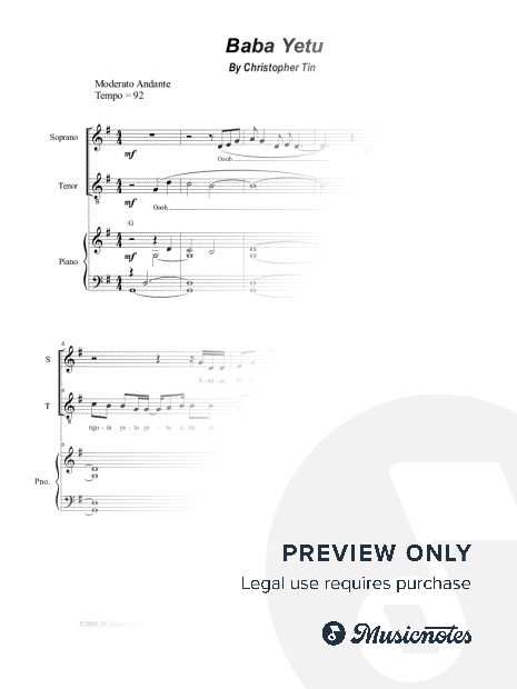 Baba Yetu (2-part choir - (Soprano and Tenor)