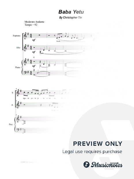 Baba Yetu (Duet for Soprano and Alto solo)