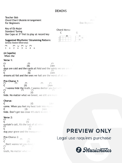 Demons (Ukulele Chords & Lyrics)