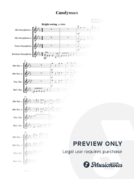 Candyman by Christina Aguilera - Saxophone quartet (AATB)