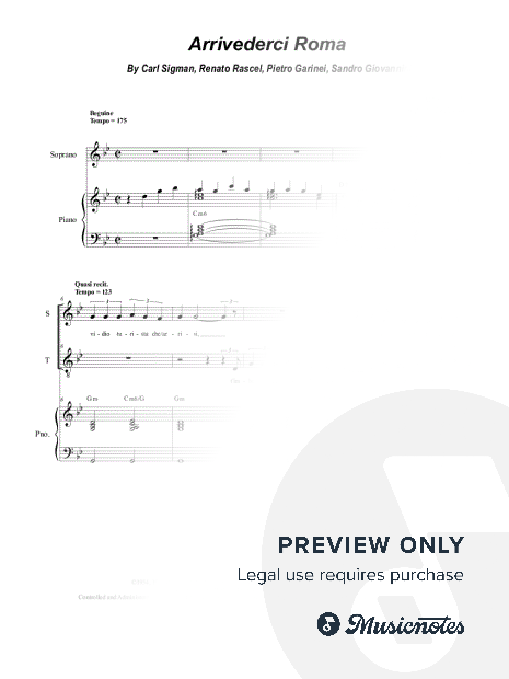 Arrivederci, Roma (Duet for Soprano and Tenor solo)
