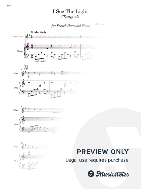 I See the Light (Tangled) - French Horn and Piano (Full Score and Parts)
