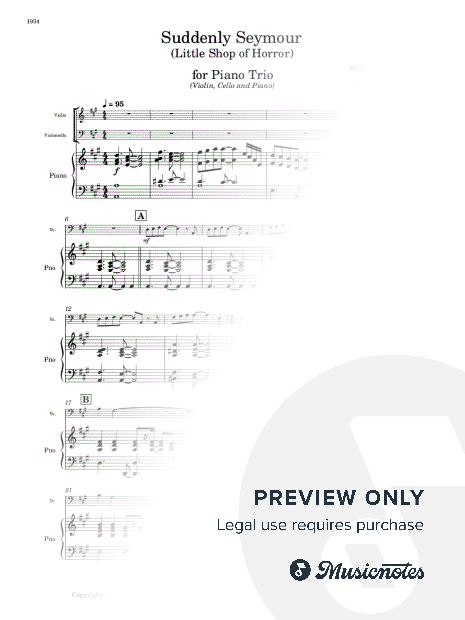 Suddenly, Seymour - Piano Trio - Violin, Cello and Piano (Full Score and Parts)