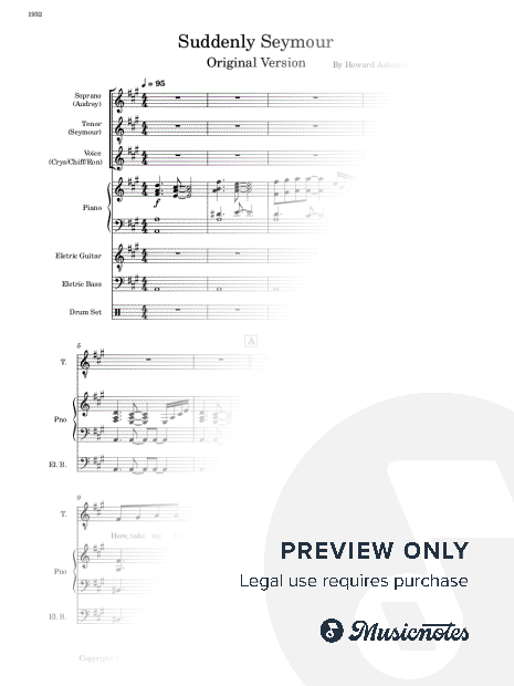 Suddenly, Seymour - Original Version (Full Score and Parts)