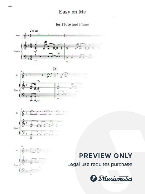 Easy on Me - Flute and Piano (Full Score and Parts)