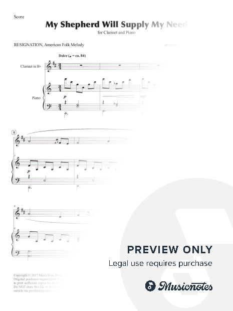 My Shepherd Will Supply My Need (Clarinet Solo)