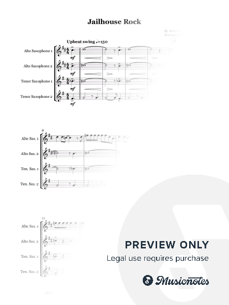 Jailhouse Rock by Elvis Presley - Saxophone quartet (AATT)