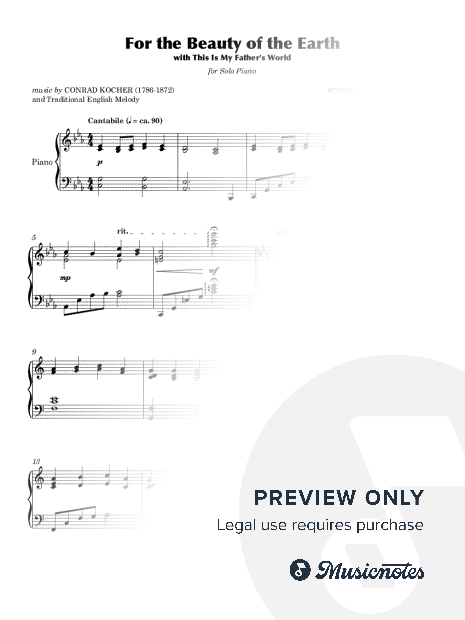 For the Beauty of the Earth with This Is My Father's World (Solo Piano)