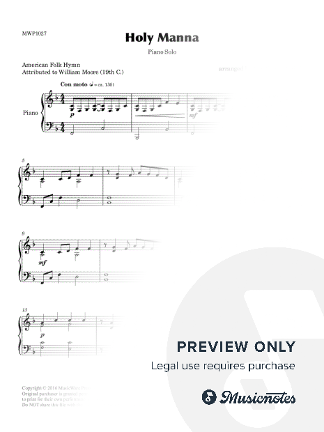 Holy Manna (Brethren, We Have Met to Worship) (Solo Piano)