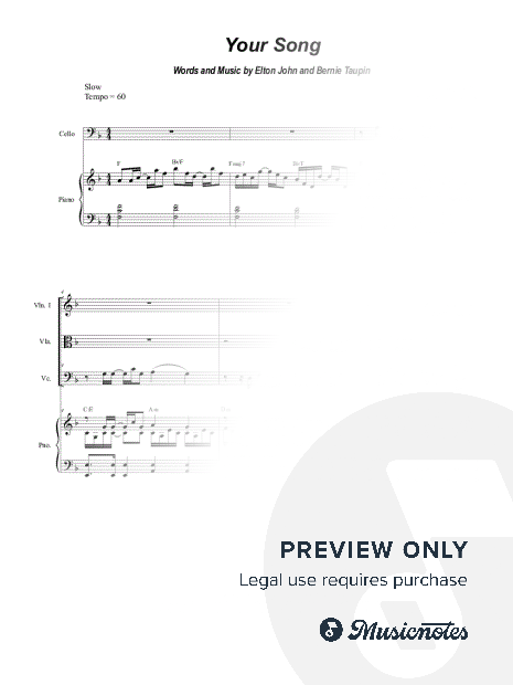 Your Song (String Quartet and Piano)