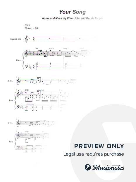 Your Song (Soprano Saxophone and Piano)
