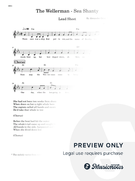 Wellerman - Lead Sheet