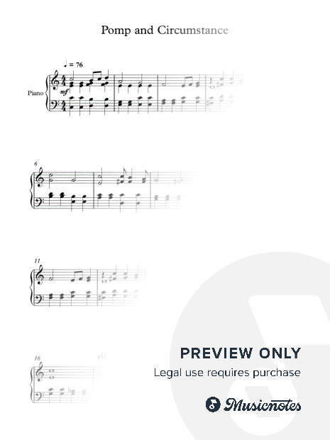 Pomp and Circumstance, Edward Elgar, For Easy Piano