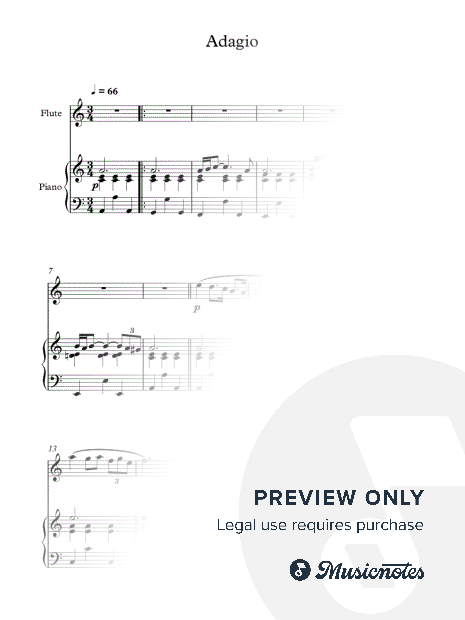 Adagio (In G Minor), Tomaso Giovanni Albinoni, For Flute & Piano