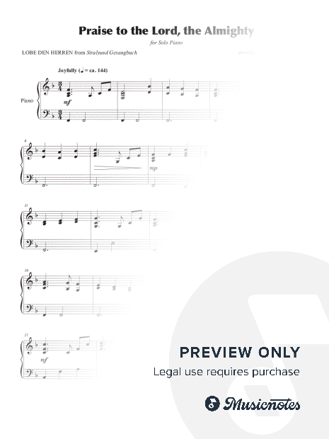 Praise to the Lord, the Almighty (Solo Piano)