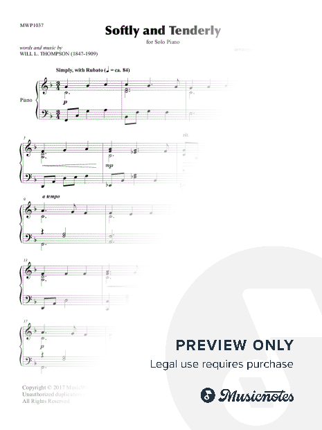 Softly and Tenderly (Solo Piano)
