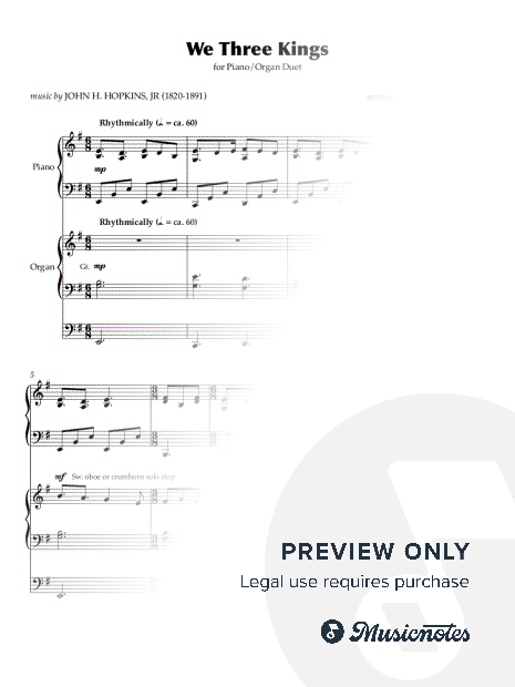 We Three Kings (Piano and Organ Duet)