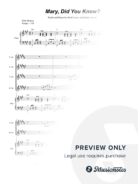 Mary, Did You Know? (Saxophone Quartet and Piano)