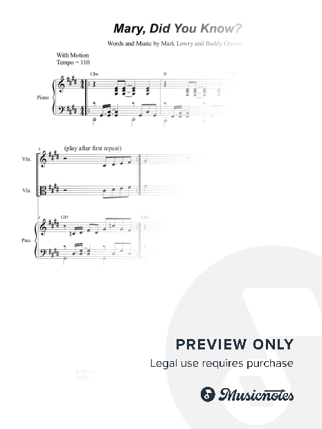 Mary, Did You Know? (String Trio and Piano)