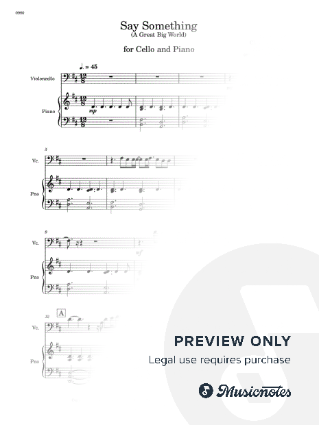 Say Something - Cello and Piano (Full Score and Parts)