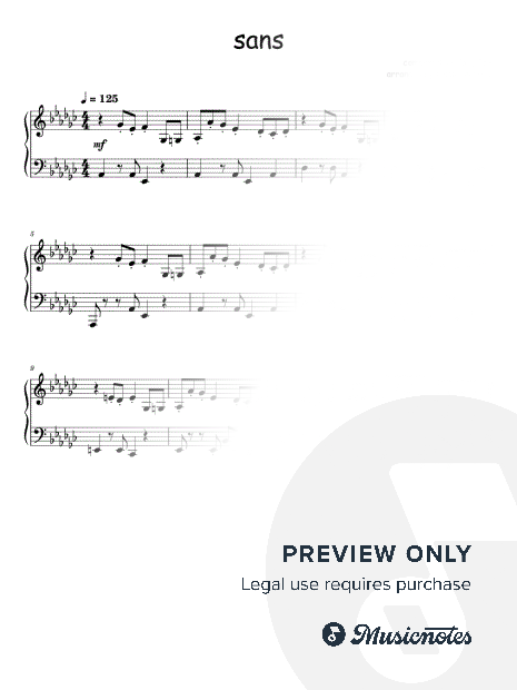 sans (from "Undertale") - Easy Piano Arrangement Sheet Music — Easy Piano