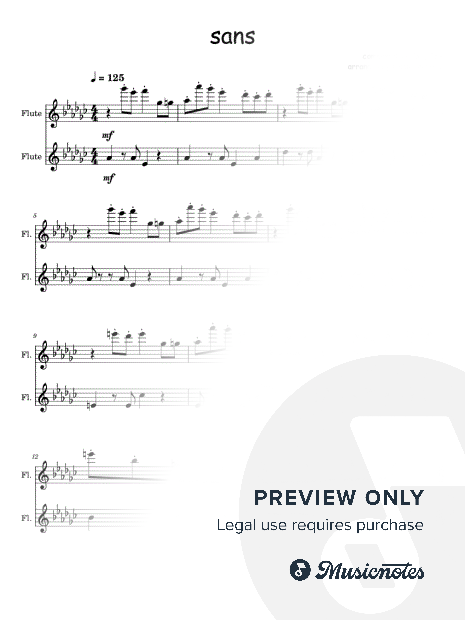 sans (from "Undertale") - Flute Duet Arrangement Sheet Music — Flute Duet