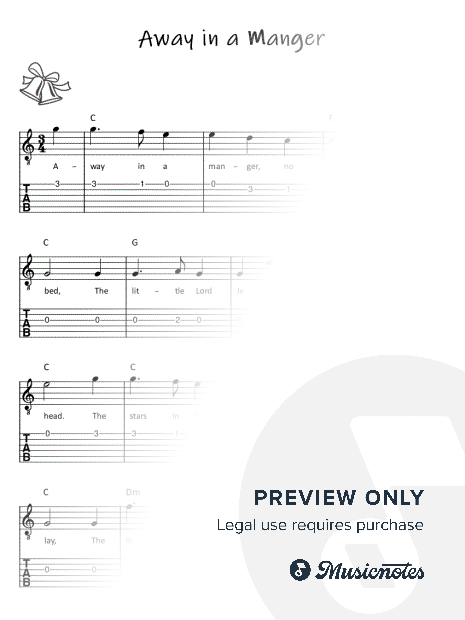 Away in a Manger I Sheet Music with Tabs Chords Lyrics I Super Easy for Beginners