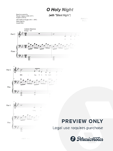 O Holy Night (with "Silent Night" - 2-part choir)