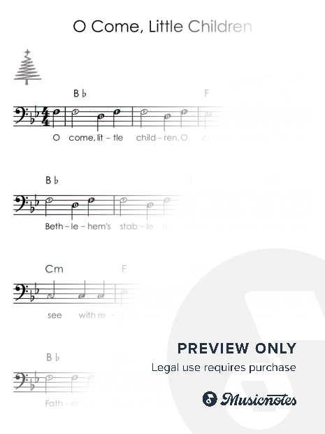 O Come, Little Children I Sheet Music with Letters Chords Lyrics for Beginners