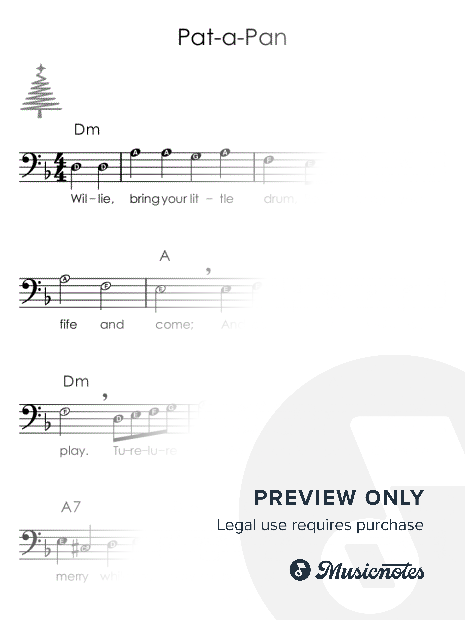 Pat-a-Pan I Sheet Music with Letters Chords Lyrics for Beginners