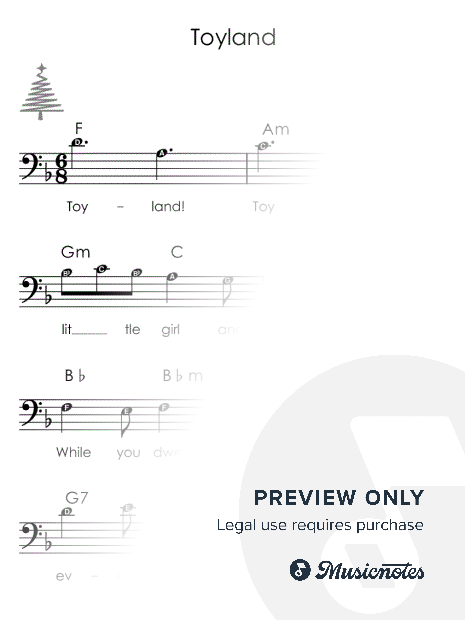 Toyland I Sheet Music with Letters Chords Lyrics for Beginners
