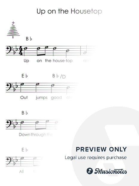Up on the Housetop I Sheet Music with Letters Chords Lyrics for Beginners