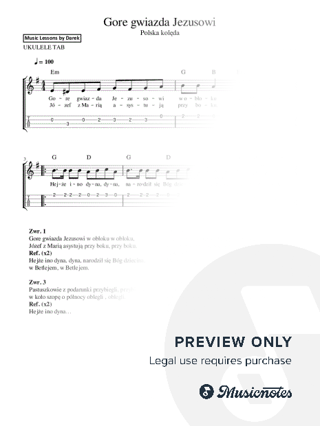 Gore gwiazda Jezusowi (Polish Christmas Carols) [Ukulele Tab]