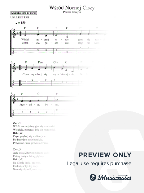Wsrod Nocnej Ciszy / In the midst of night's quiet (Polish Christmas Carols) [Ukulele Tab] I Traditional Polish Carol I Nuty Do Koled