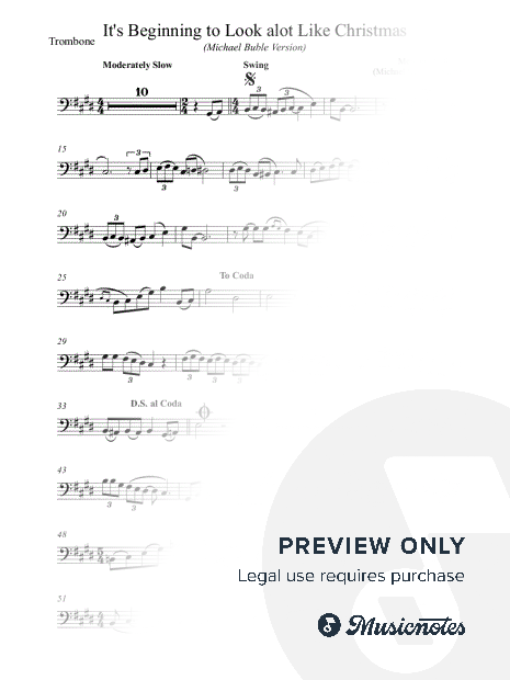 It's Beginning to Look a Lot Like Christmas (Advanced Trombone) - Michael Buble - Origional Key