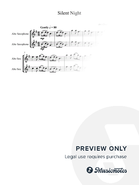 Silent Night- EASY Alto Saxophone Duet (in the key of G major)