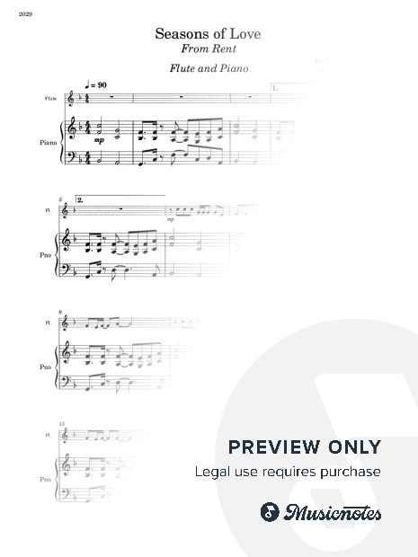 Seasons of Love (RENT) - Flute and Piano (Full Score and Parts)